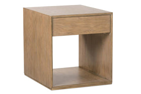 Vaughn Transitional Light Wood Single Drawer Storage End Table