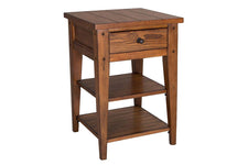 Warrington Traditional Plank Style Golden Oak Chair Side Table With Drawer And Two Shelves