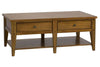 Image of Warrington Golden Oak Lake House Style Coffee Table With Two Drawers And Shelf