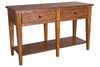 Image of Warrington Traditional Two Drawer Plank Style Golden Oak Sofa Table With Shelf