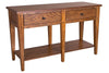 Image of Warrington Traditional Two Drawer Plank Style Golden Oak Sofa Table With Shelf