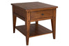 Image of Warrington Traditional Single Drawer Plank Style Golden Oak End Table With Shelf