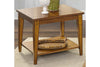 Image of Warrington Traditional Plank Style Golden Oak Square Lamp Table With Shelf