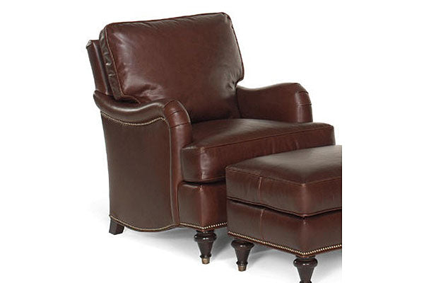 Wesley English Arm Leather Accent Armchair With Nailhead Trim