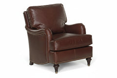 Wesley English Arm Leather Accent Armchair With Nailhead Trim