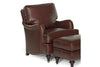 Image of Wesley English Arm Leather Accent Armchair With Nailhead Trim