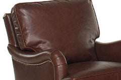 Wesley English Arm Leather Accent Armchair With Nailhead Trim