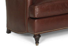 Wesley English Arm Leather Accent Armchair With Nailhead Trim