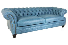 Westminster 94 Inch Chesterfield Tufted Leather Queen Sleeper Sofa