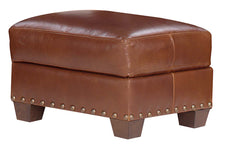 Weston "Designer Style" Leather Ottoman w/ Nailhead Trim