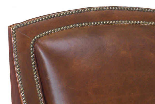 Wilbur Transitional Leather Upholstered Accent Chair With Nails