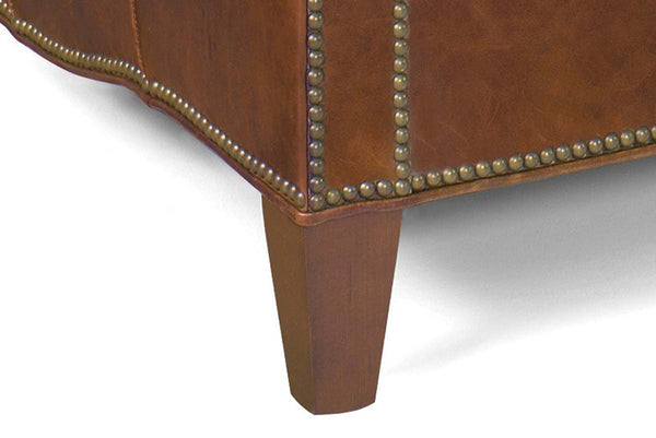 Wilbur Transitional Leather Upholstered Accent Chair With Nails