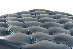Winton Tufted 36", 40", 44", Or 48" Inch Square Leather Ottoman (4 Sizes Available) - Dark Blue top
