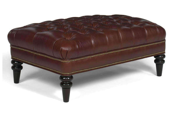 Worthington Rectangular Deep Button Tufted Leather Upholstered Ottoman Coffee Table