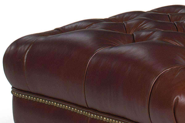 Worthington Rectangular Deep Button Tufted Leather Upholstered Ottoman Coffee Table