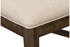 Image of Zander Transitional 6 Piece Leg Table Dining Set With Aged Oak Finish And Lattice Back Side Chairs And Bench
