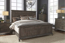 Zander Queen Or King Wirebrushed Aged Oak Panel Bed "Create Your Own Bedroom" Collection