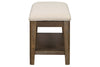 Image of Zander Transitional 6 Piece Leg Table Dining Set With Aged Oak Finish And Lattice Back Side Chairs And Bench