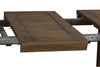 Image of Zander Transitional 6 Piece Trestle Table Dining Set With Aged Oak Finish And Lattice Back Side Chairs And Bench