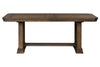 Image of Zander Transitional 5 Piece Trestle Table Dining Set With Aged Oak Finish And Upholstered Side Chairs