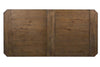 Image of Zander Transitional 6 Piece Trestle Table Dining Set With Aged Oak Finish And Lattice Back Side Chairs And Bench